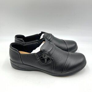 6.5W 6.5 WIDE WIDTH Clarks Cheyn Madi Black Leather Comfort Loafers Shoes‎ New